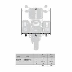 Maletas laterales UN1T Atlas 40+34L negro Ducati DesertX medidas